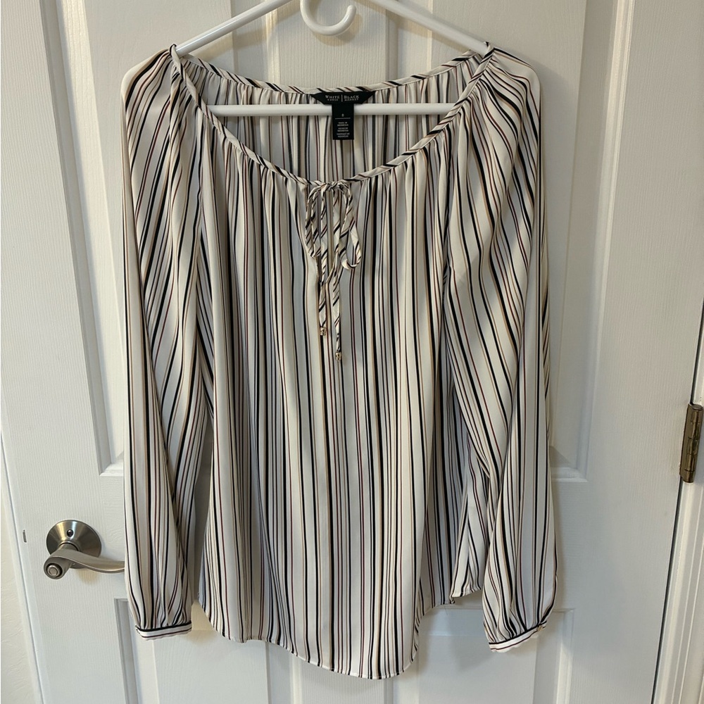 WHBM Women's Striped Black and White Tunic